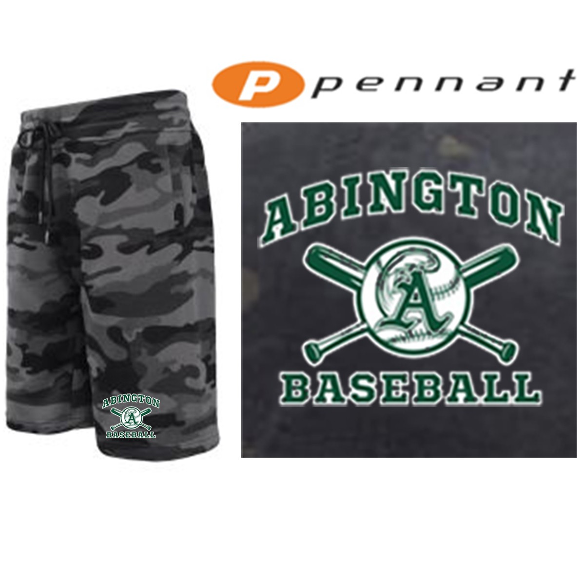 Abington Little League Pennant Camo Sweatshort, Premium Item, Embroidered