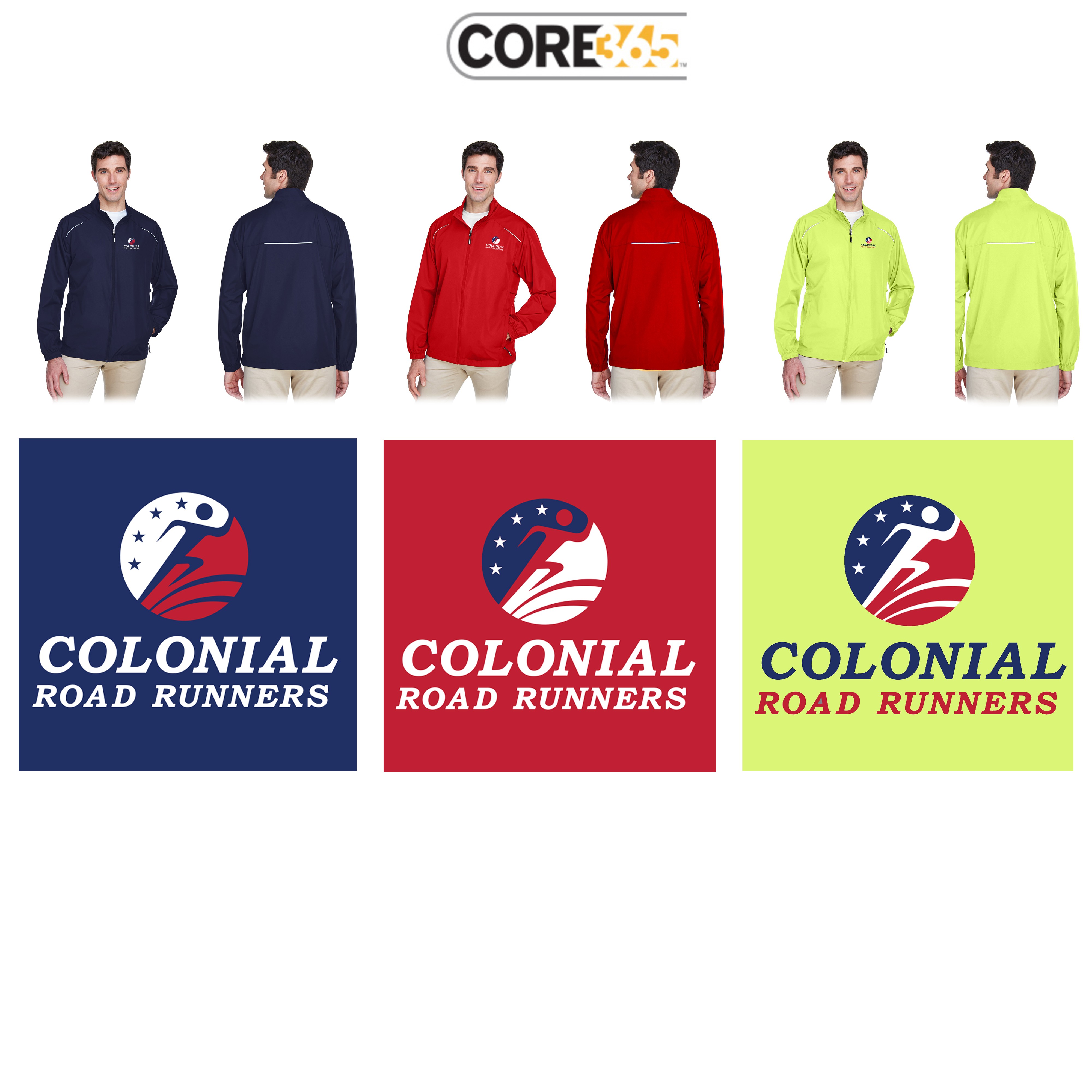 Colonial Road Runners Core 365 Men's Motivate Unlined Lightweight Jacket