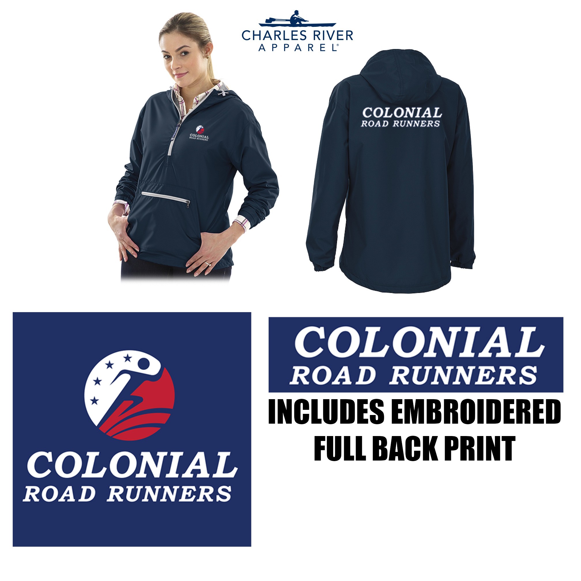 Colonial Road Runners Charles River Women’s Chatham Anorak With Hood