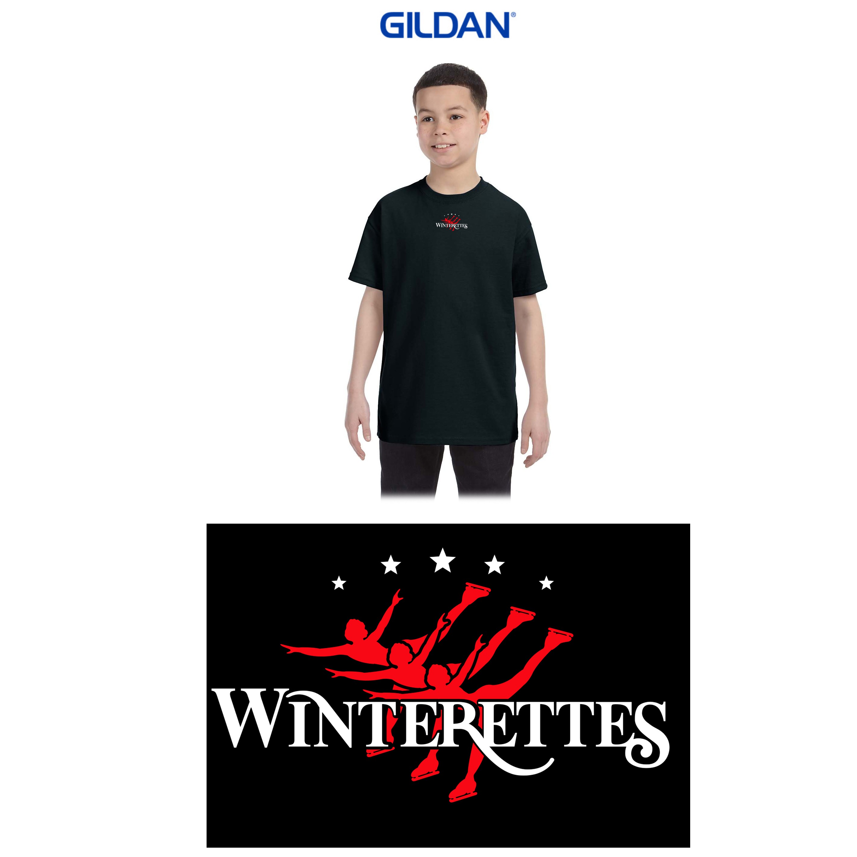 Winterland Skating School Gildan Youth Heavy Cotton™ T-Shirt Winterettes Tee, Youth Unisex Fit