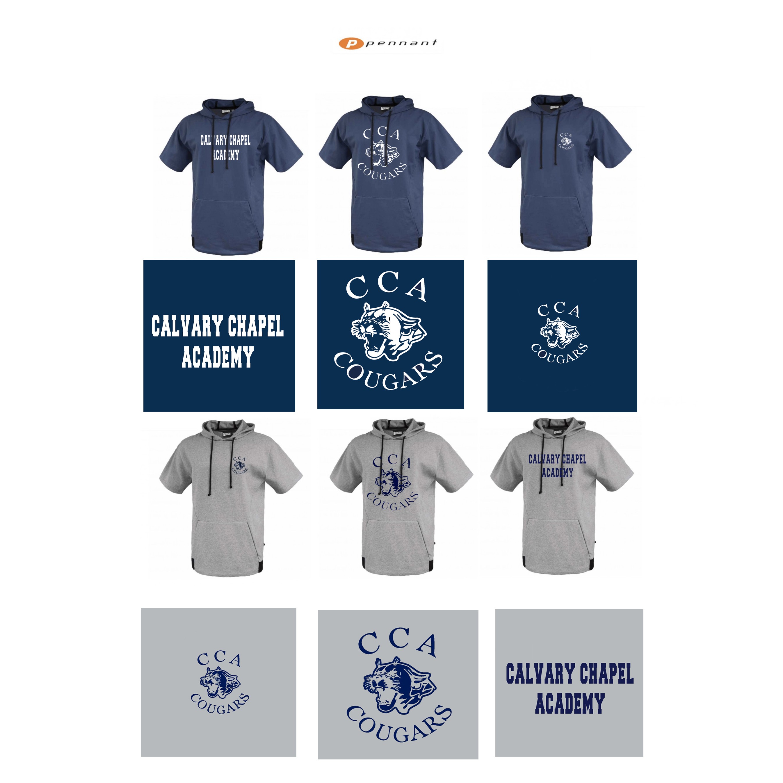 Calvary Chapel Academy Pennant Brand Prowler Short Sleeve Hoodie, Adult Fit #8215