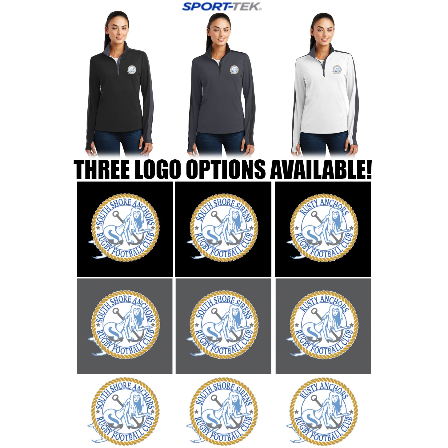 South Shore Anchors Sport-Tek® Ladies Sport-Wick® Textured Colorblock 1/4-Zip Pullover