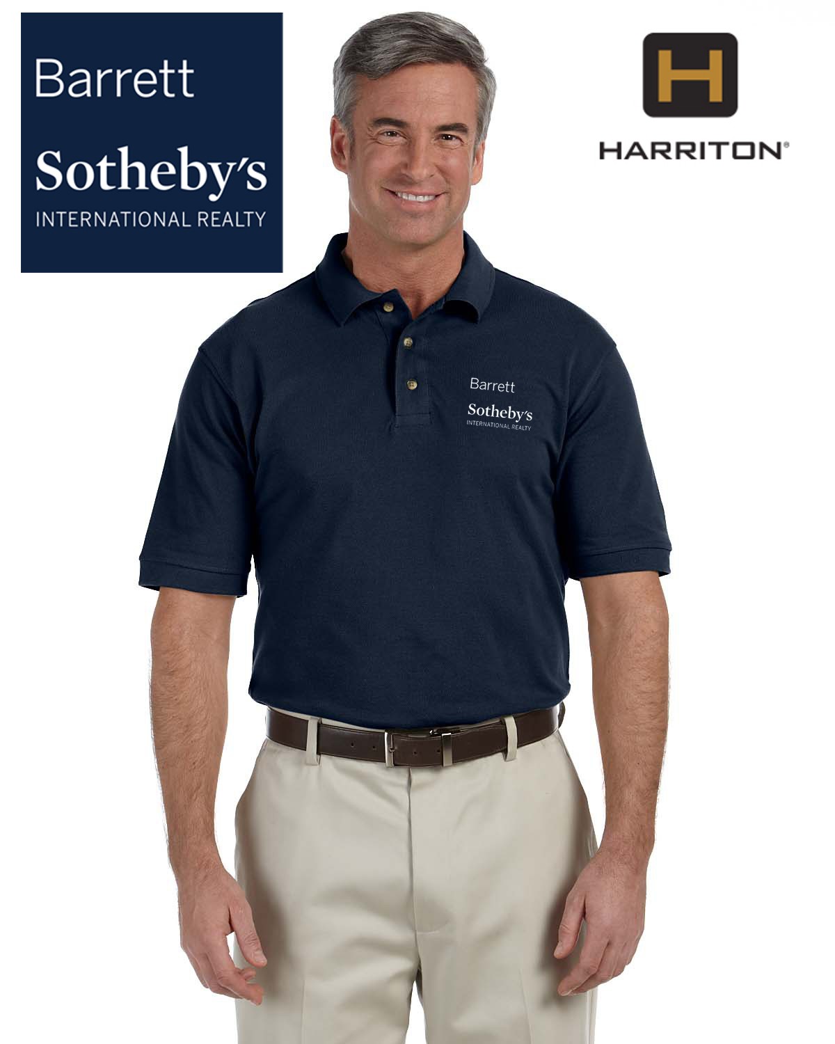 Barrett Sotheby’s Harriton Men’s 6oz Ringspun Cotton Pique Short Sleeve Polo