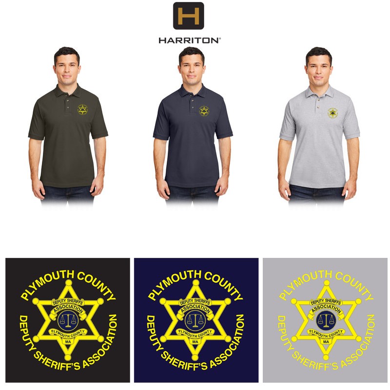 Plymouth County Deputy Sheriffs Association Harriton Men's 6 oz. Ringspun Cotton Piqué Short-Sleeve Polo