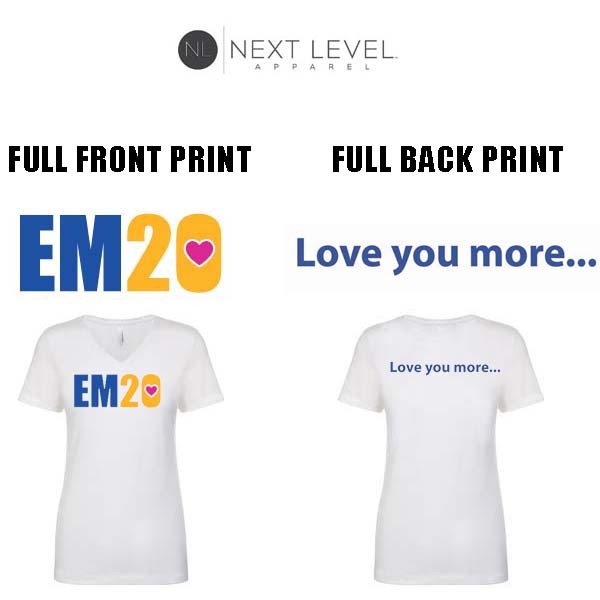 Emma Ryan Scholarship Fund Next Level Apparel Brand Ideal “V” T-Shirt, Ladies' Fit, White