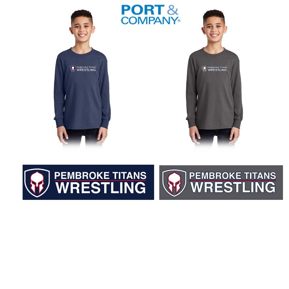 Pembroke Titans Youth Wrestling Port & Company® Youth Long Sleeve Core Cotton Tee, Youth Fit