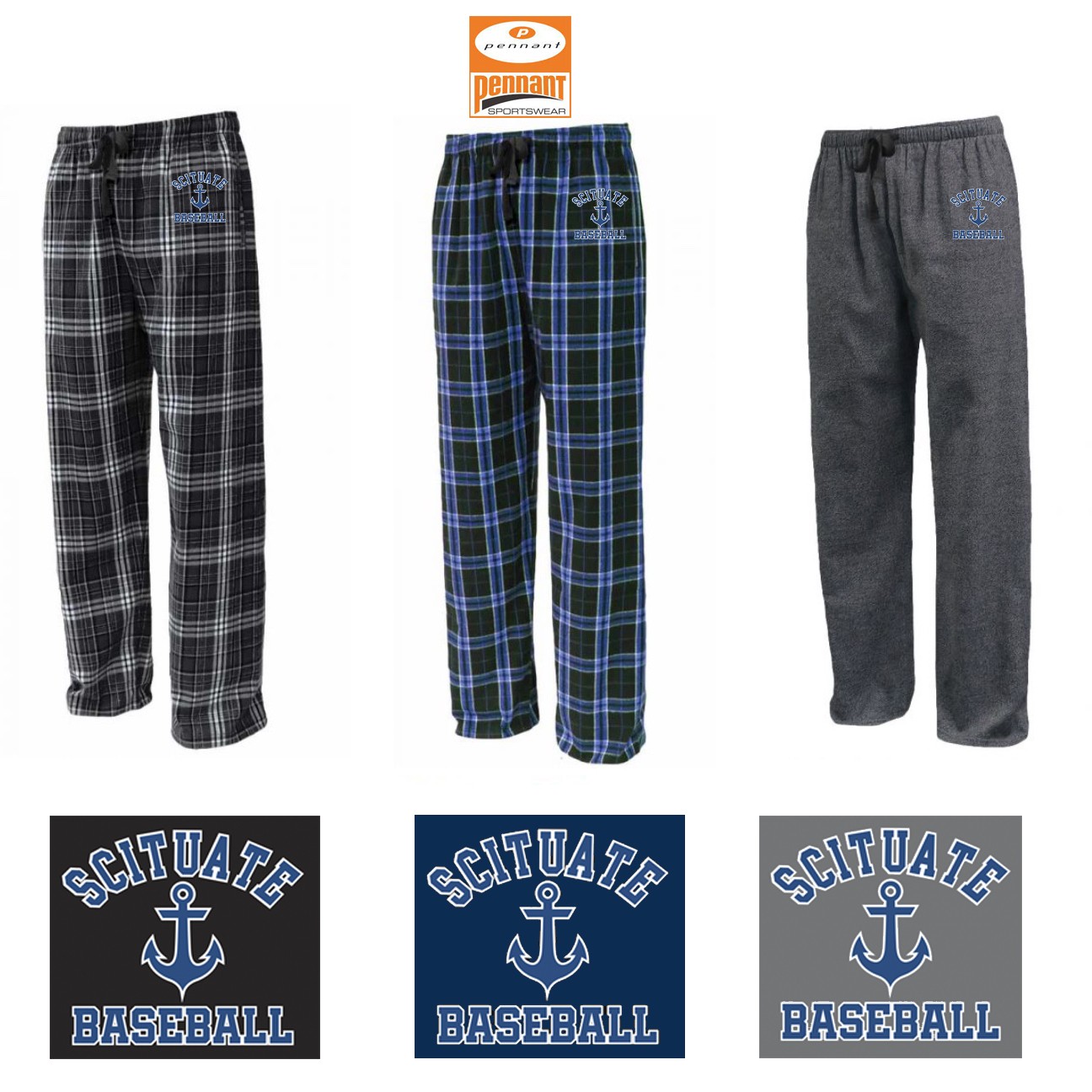 Scituate High School Baseball Pennant FLNP Flannel Pant