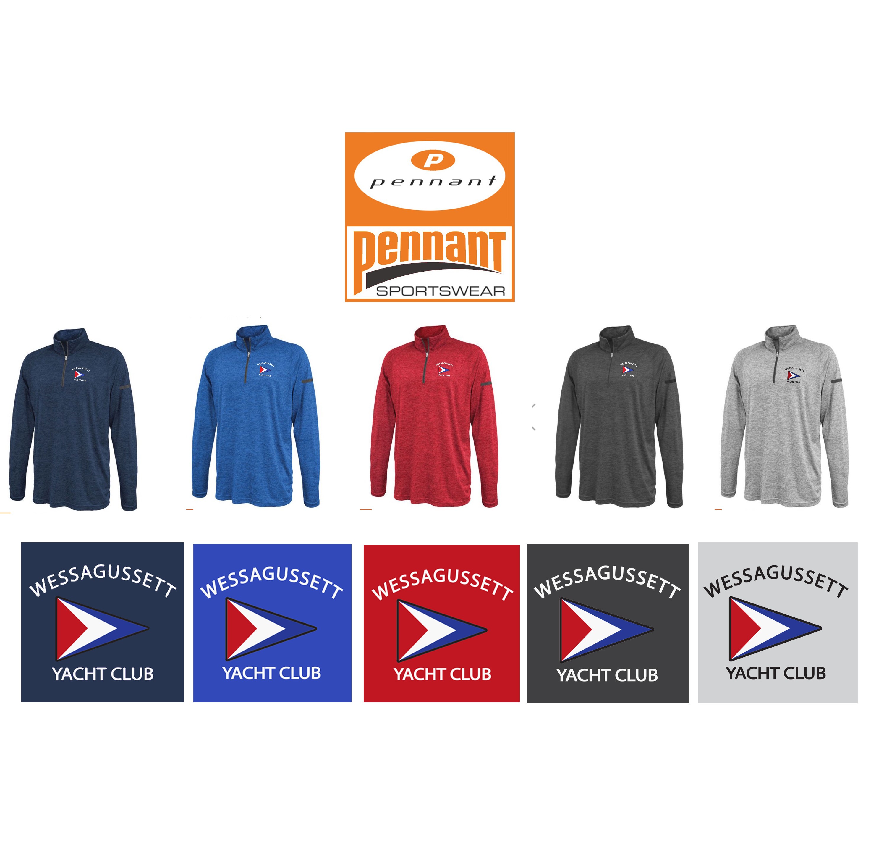 Wessagussett Yacht Club Pennant Brand Stratos 1/4 Zip