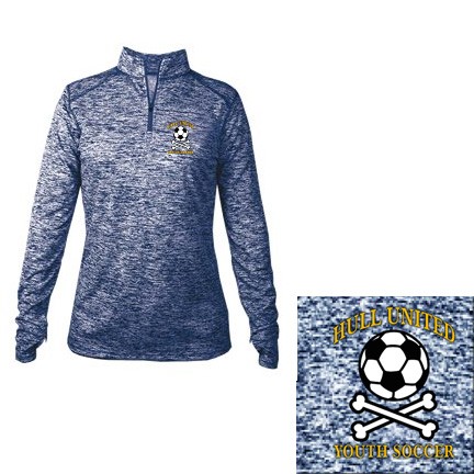 Hull United Soccer Badger Brand 1/4 Zip LADIES “blend” Moisture Management Long Sleeve Shirt