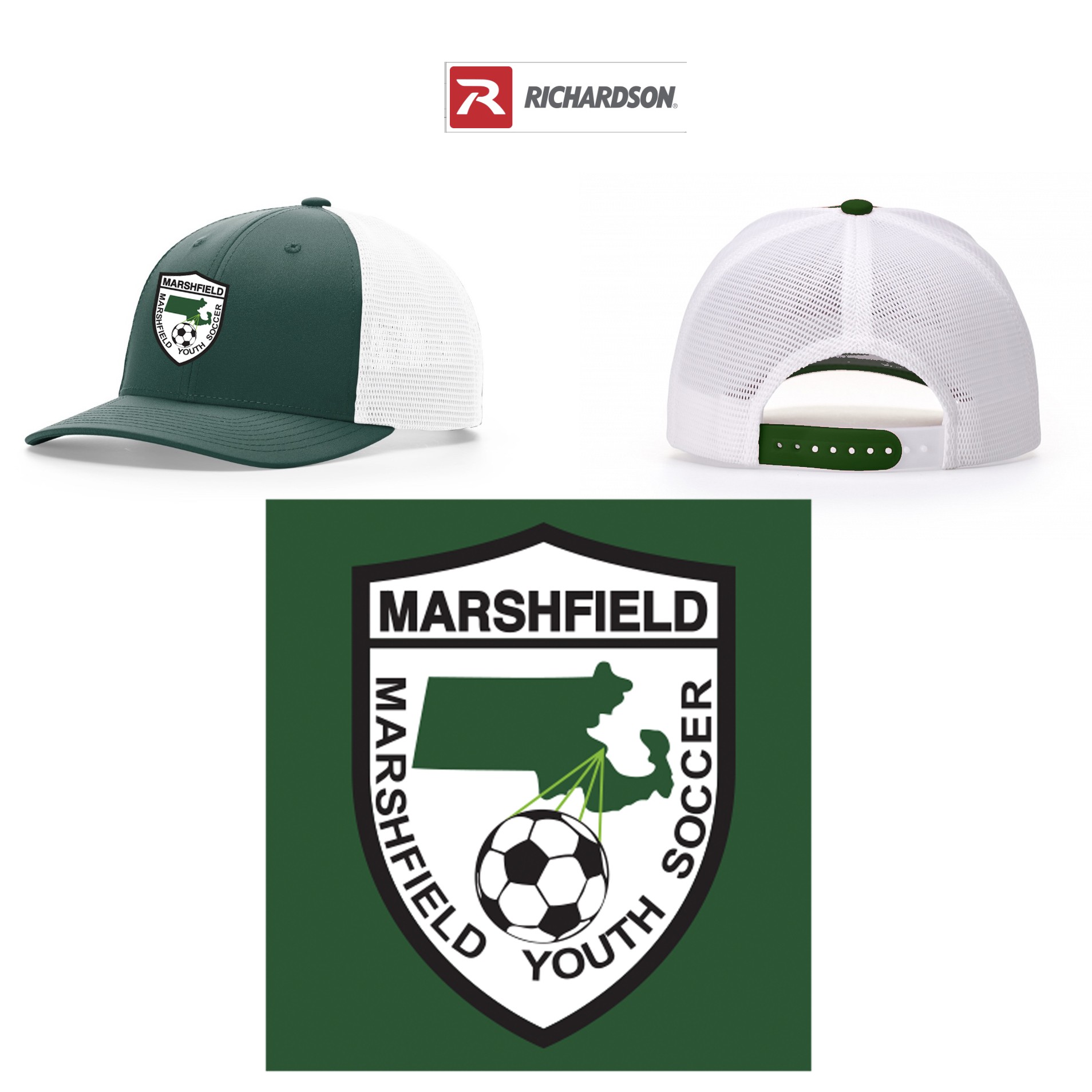 Marshfield Youth Soccer Richardson Brand Premium Performance Trucker Cap