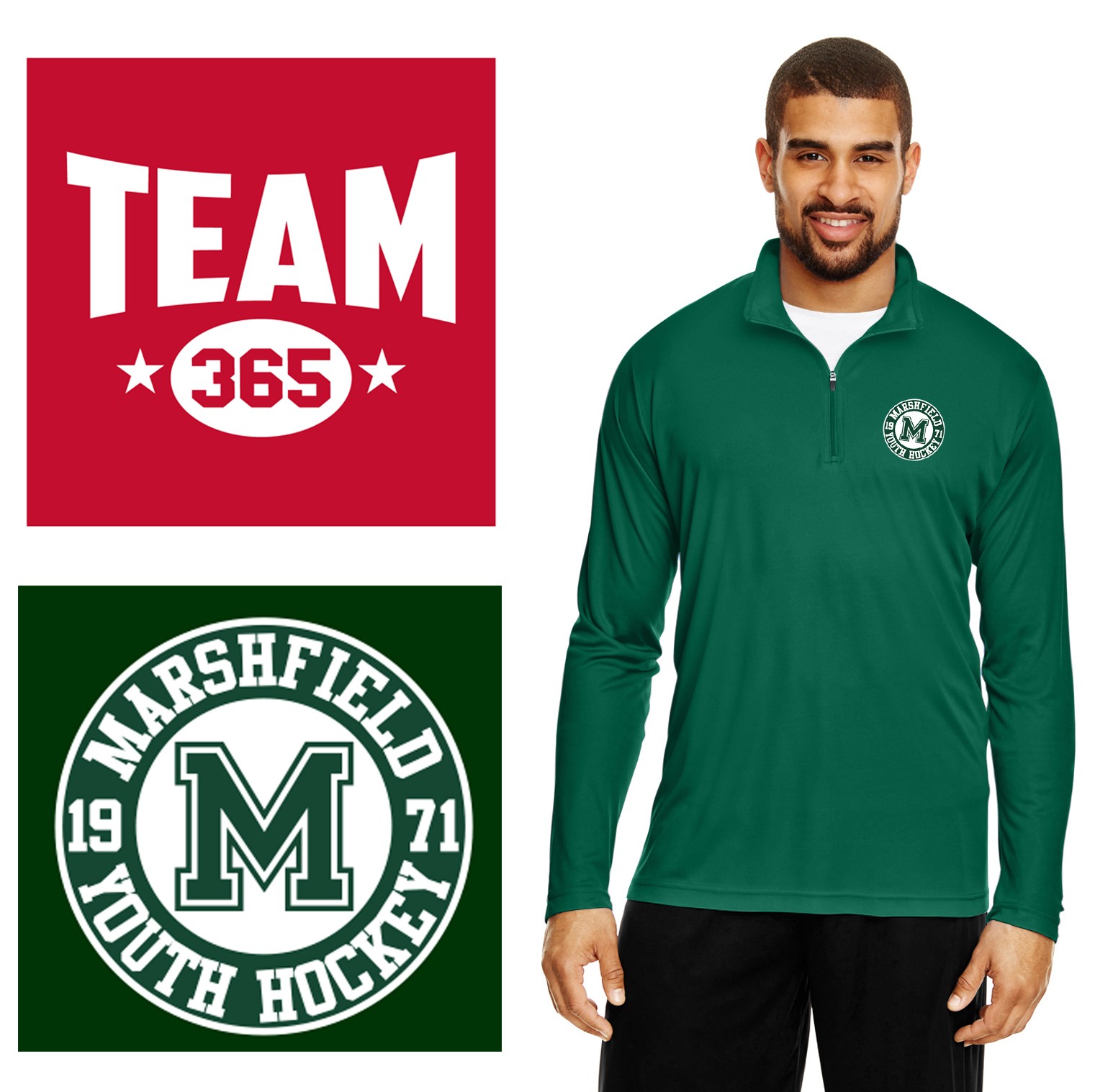 Marshfield Youth Hockey Team 365 Men's Zone Performance Quarter-Zip