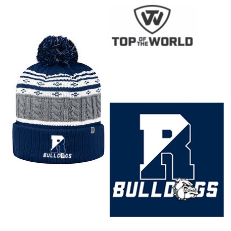 Rockland Youth Football and Cheer Top Of The World Adult Altitude Knit Cap, Striped With Pom #TW5002