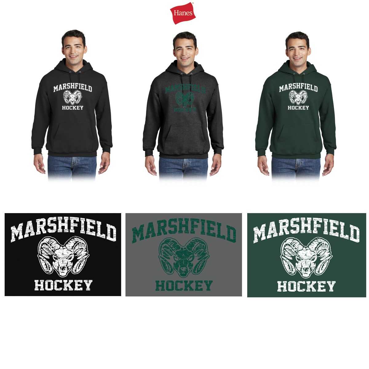 Marshfield High School Girls Hockey Hanes® Ultimate Cotton® - Pullover Hooded Sweatshirt