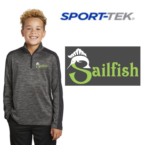 Sailfish Swim Team Sport-Tek ® PosiCharge ® Electric Heather Colorblock 1/4-Zip Pullover, Youth 