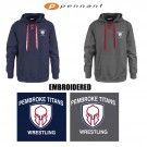 Pembroke Titans Youth Wrestling Pennant Faceoff Hoodie, Adult Fit, Embroidered Version