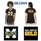 Marshfield High School Gold Ribbon Club Gildan Ladies' Heavy Cotton™ V-Neck T-Shirt, Two Print Version
