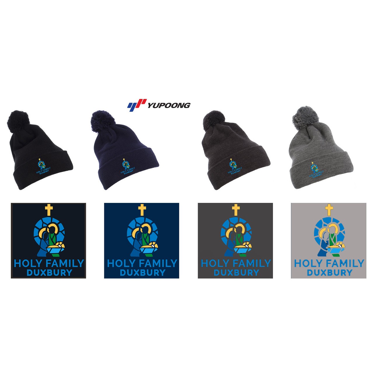 Holy Family Duxbury YP Cuffed Knit Beanie with Pom Pom Hat