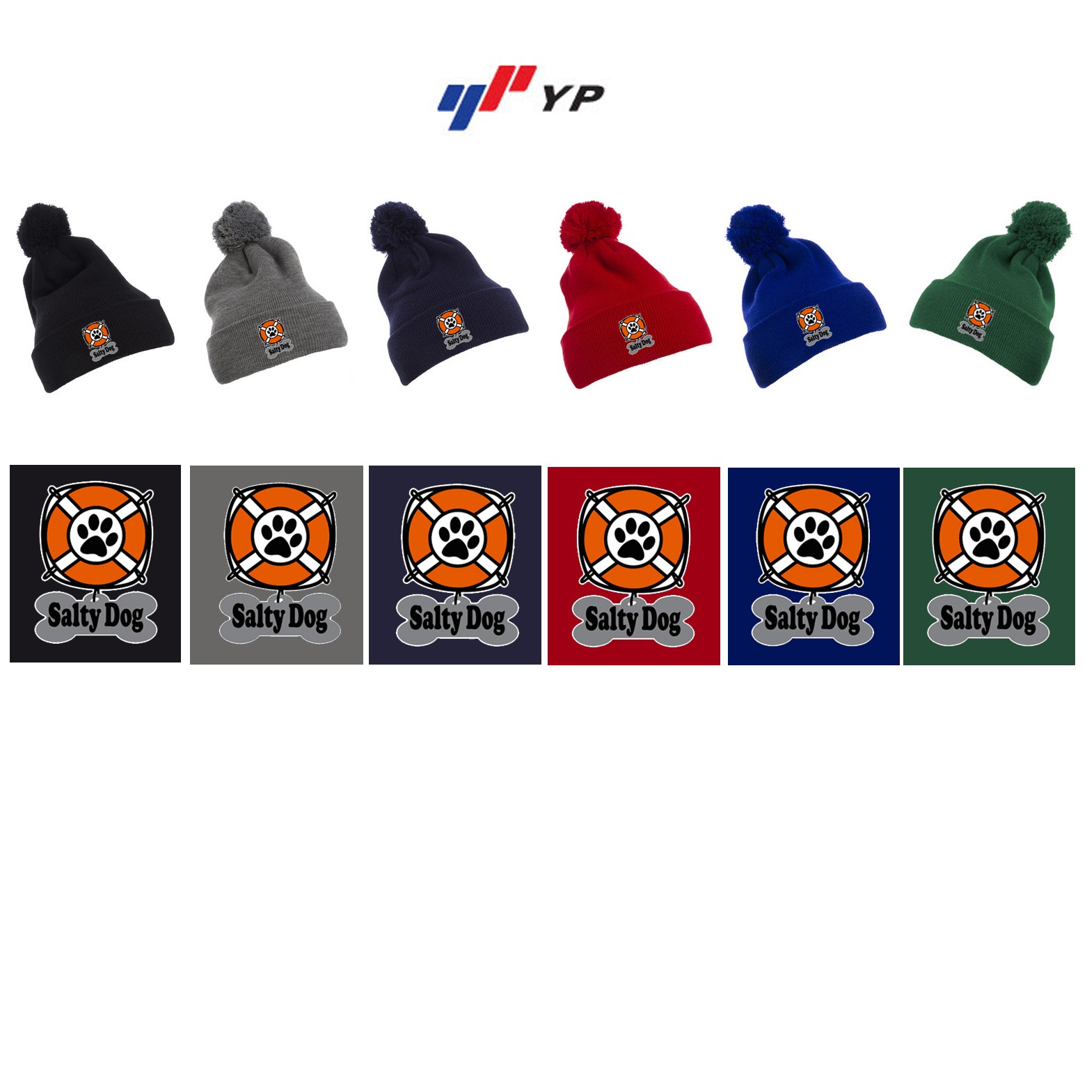 Salty Dog Doggy Daycare YP Cuffed Knit Beanie with Pom Pom Hat