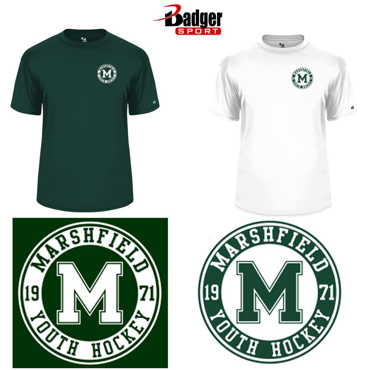 Marshfield Youth Hockey Badger B-Core Adult Tee, Performance Material