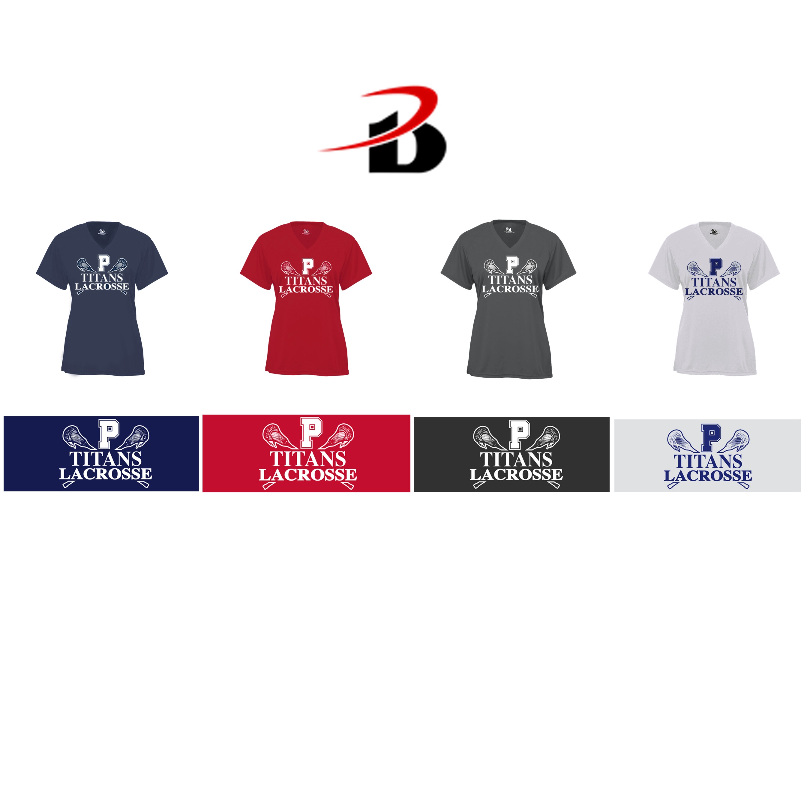 Pembroke Titans Youth Lacrosse Badger B-Core Women’s V-Neck Tee, Performance Material