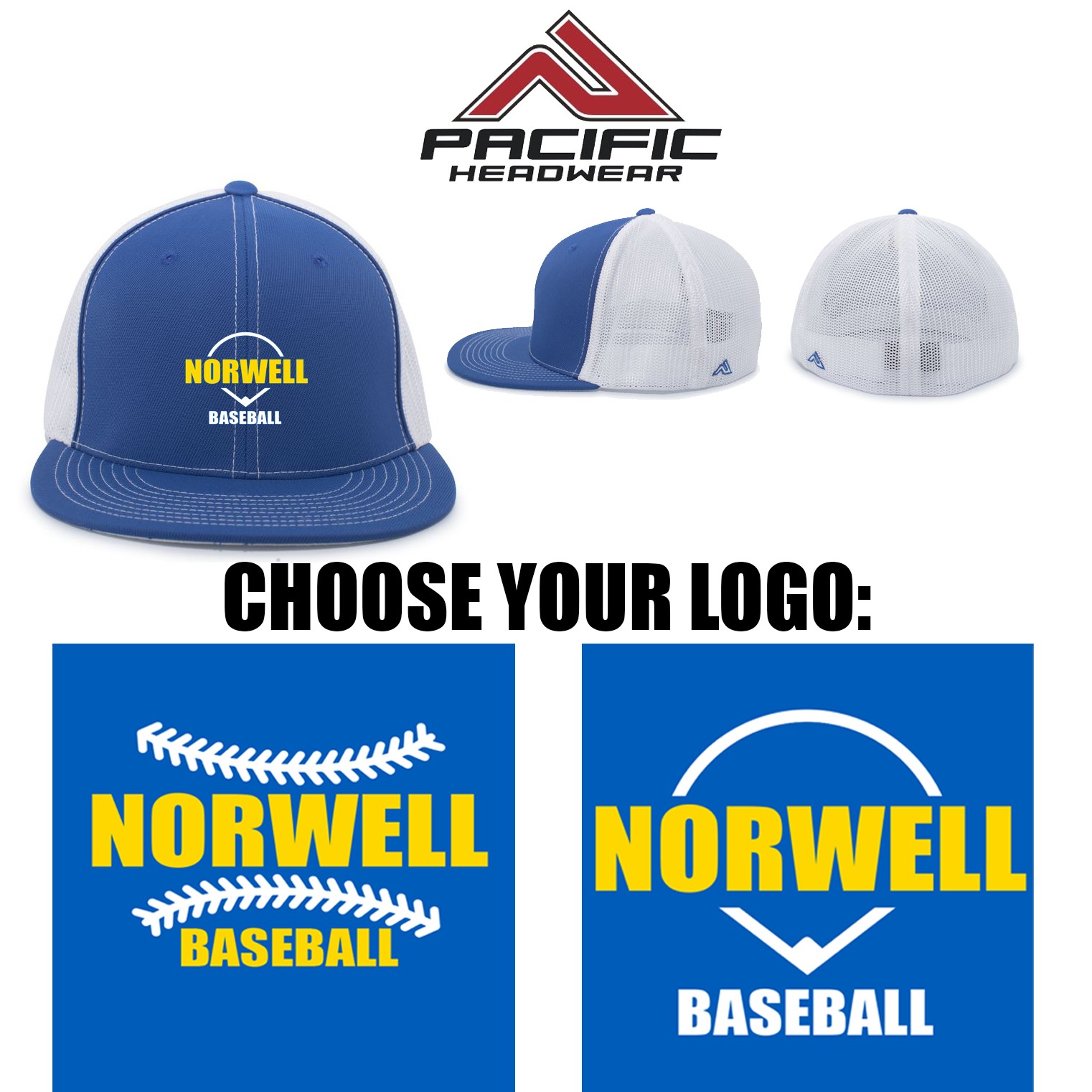 Norwell Baseball Pacific Headwear D-Series Trucker Flexfit® Cap, YOUTH FIT
