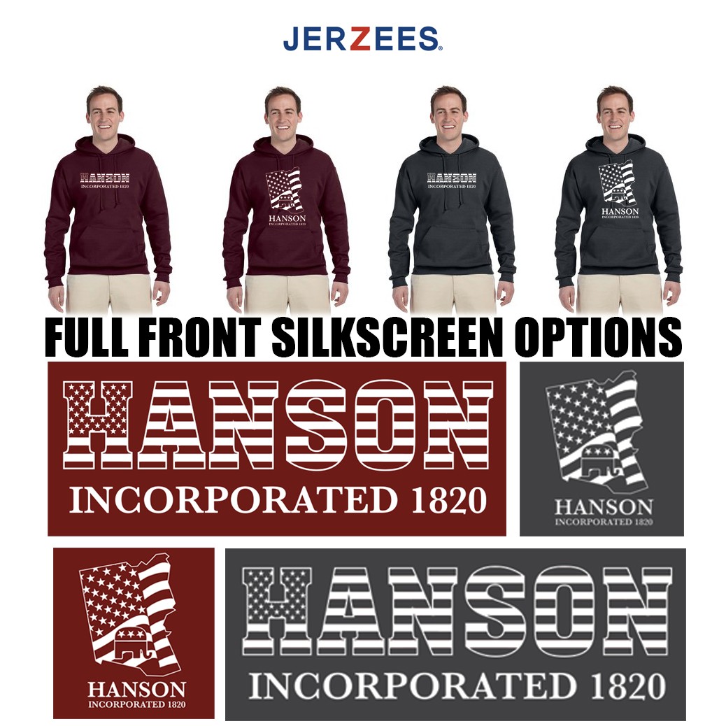 Hanson Republican Town Committee Jerzees Adult 8 oz., NuBlend® Fleece Pullover Hooded Sweatshirt, Silkscreened 