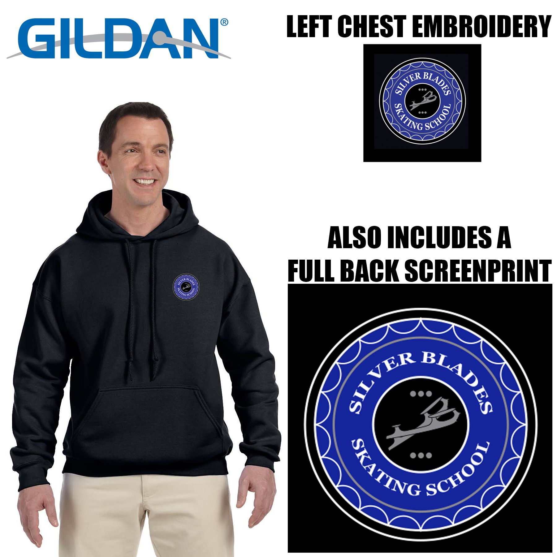 Silver Blades Skating School Gildan Adult DryBlend® Adult 9 oz., 50/50 Hooded Pullover Sweatshirt