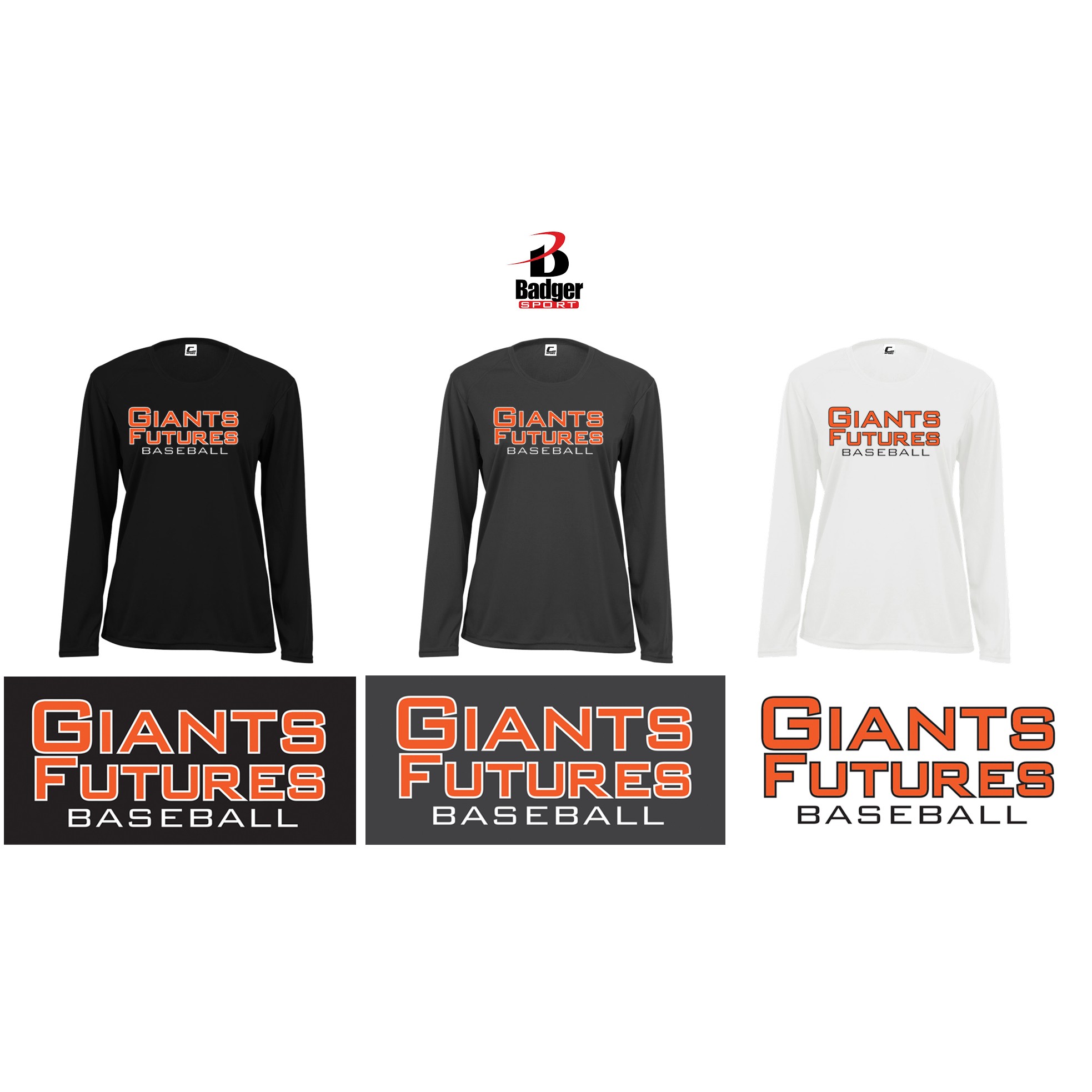 Giants Futures Baseball Badger C2 Sport Performance Long Sleeve Women’s Tee