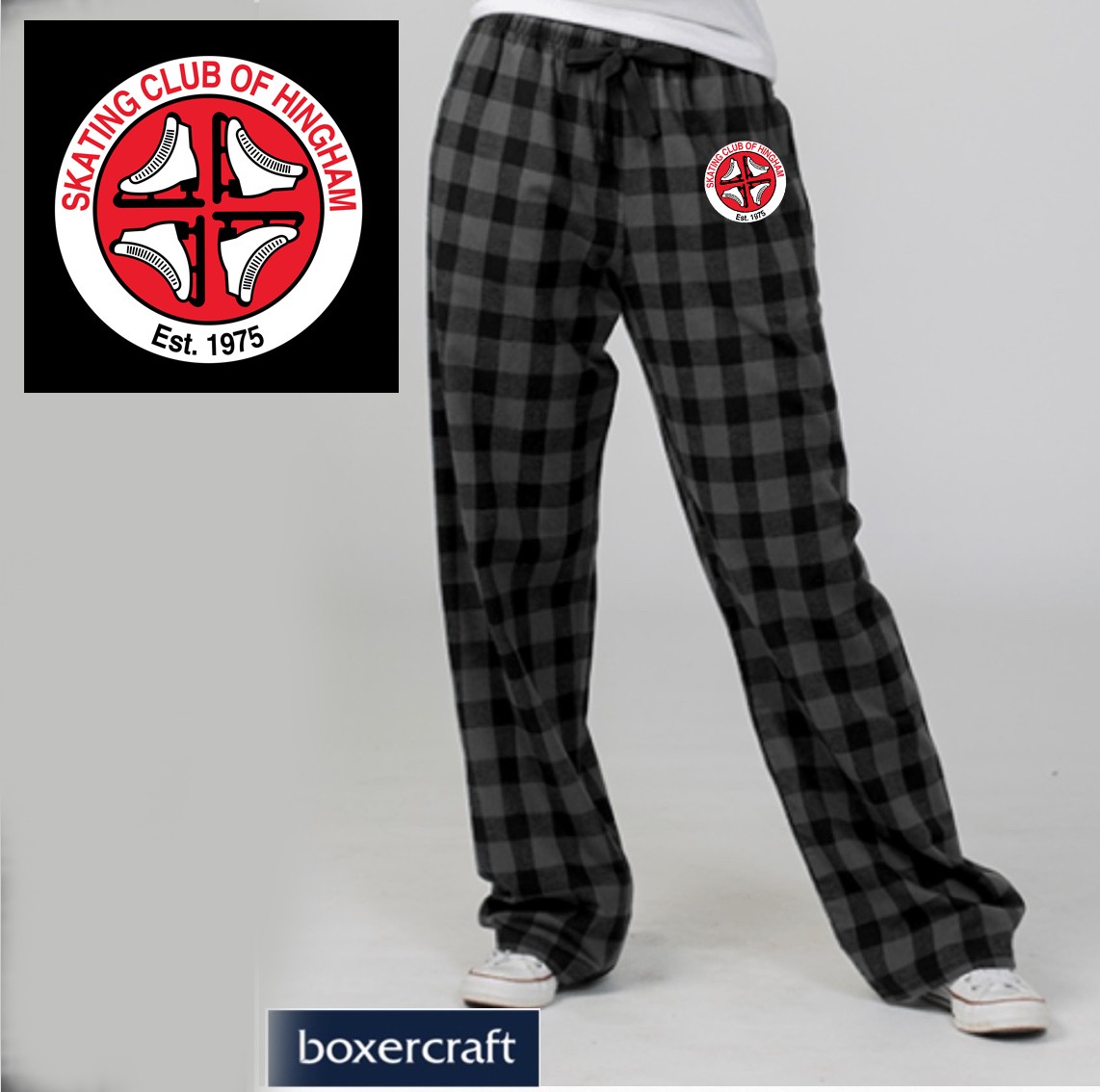Skating Club of Hingham Boxercraft Flannel Pant, Black, Adult