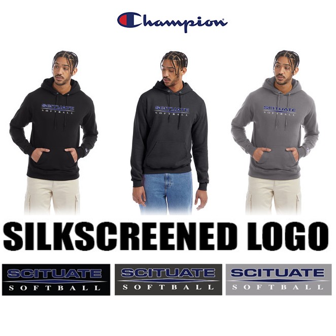 Scituate High School Softball Champion Adult Powerblend® Pullover Hooded Sweatshirt, Silkscreened